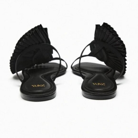 ZARA PLEATED FLAT SANDALS - Picture 5 of 8